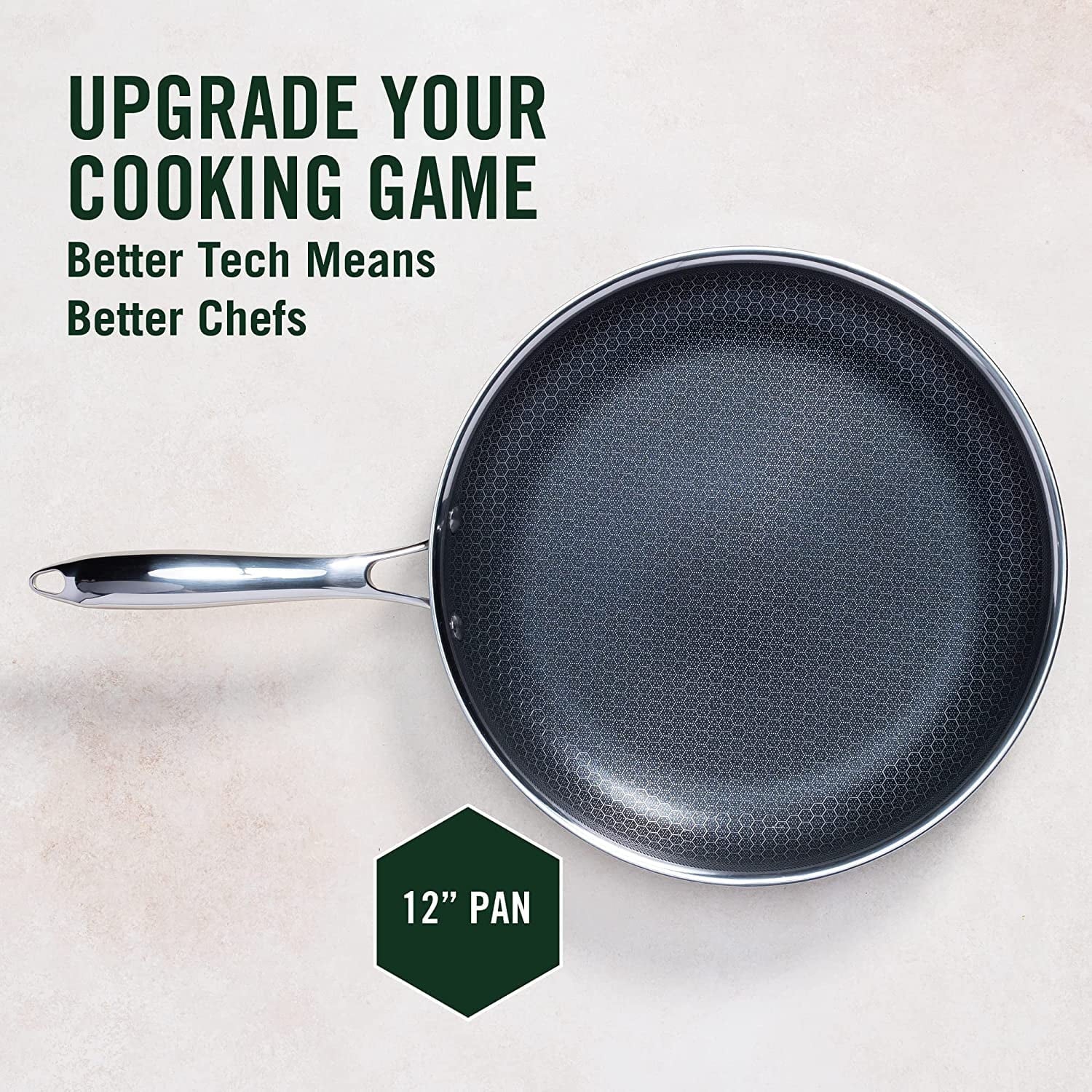 12 Inch Hybrid Stainless Steel Non-Stick Frying Pan with Lid Q4155