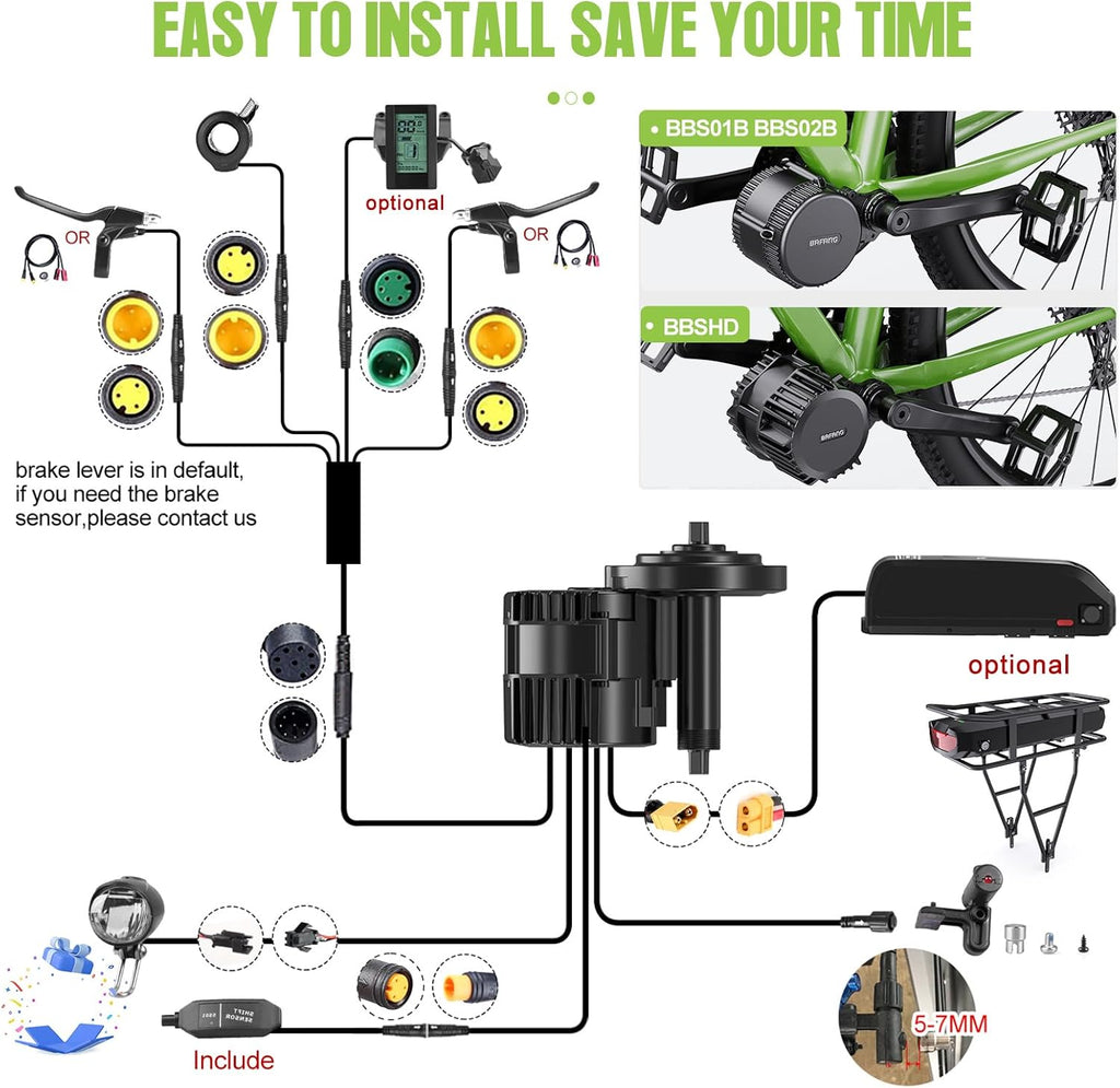 48V 750W Mid Drive Ebike Conversion Kit with 42T Chainring and 800S Display L783384
