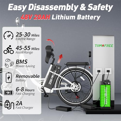 White 24" 500W 48V 20Ah 7-Speed Electric Cruiser Bike F81133