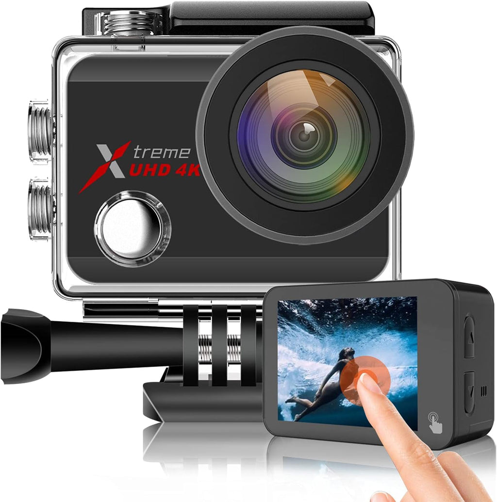 4K 60FPS 20MP Waterproof Action Camera with Touch Screen Stabilizer and 2 Rechargeable Batteries G3947