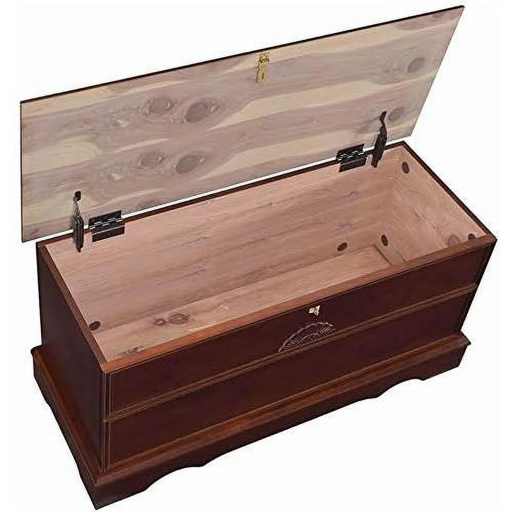 Warm Brown Cedar Lined Wood Storage Blanket Chest Trunk I353684