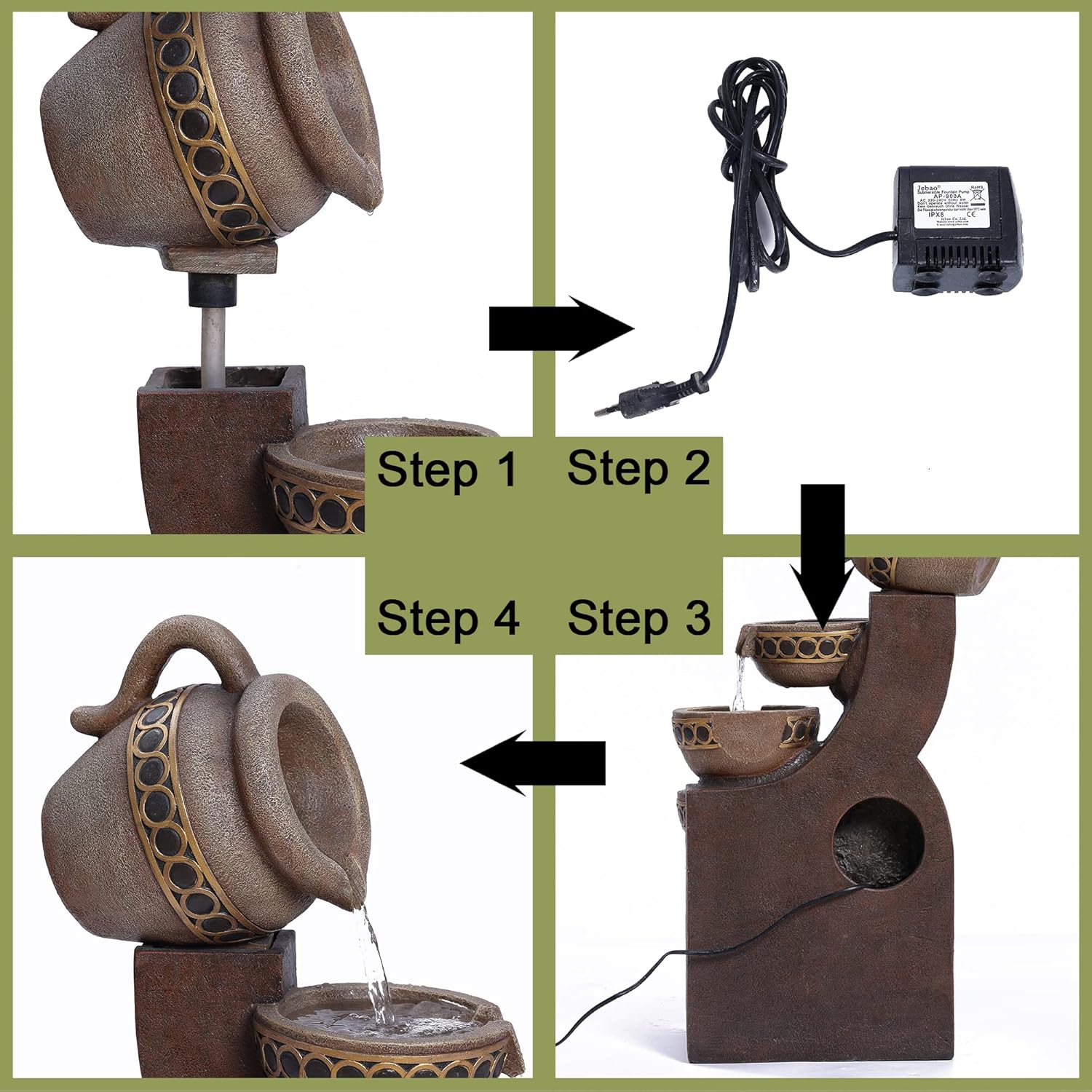 5 Tiered Polyresin Outdoor Water Fountain B393679