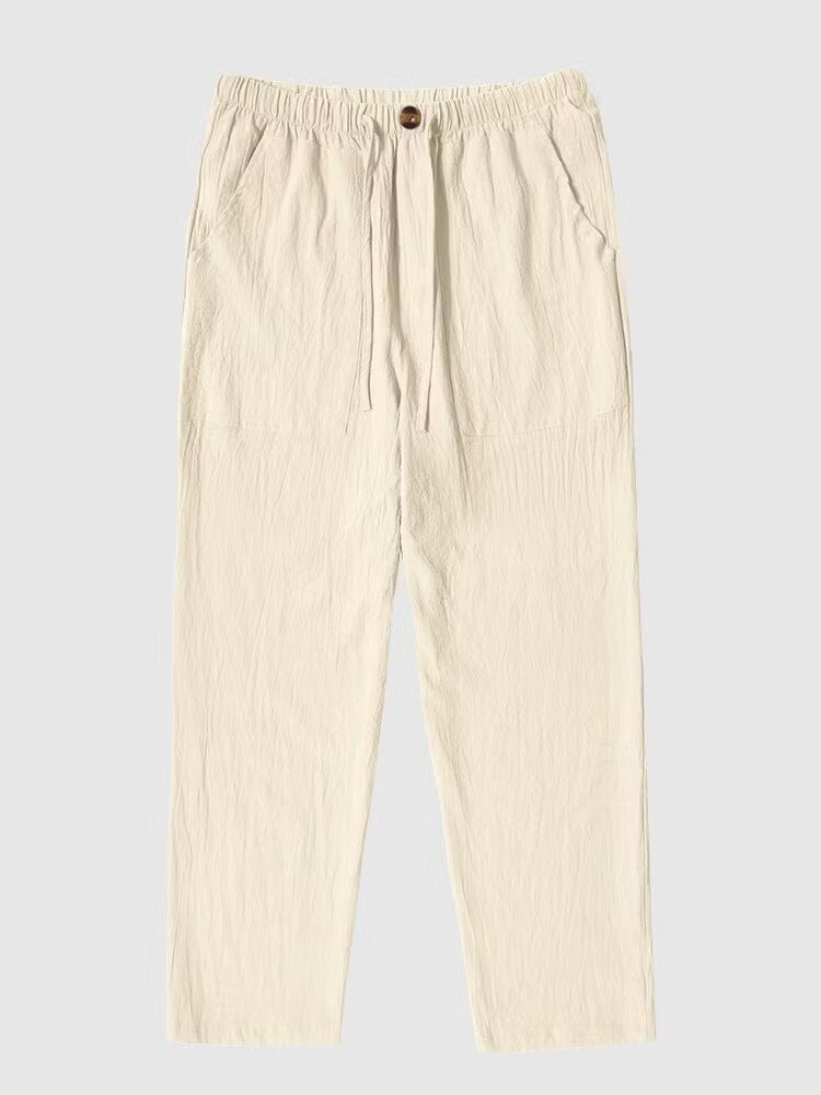 Linen Style Yoga Pants With Pocket