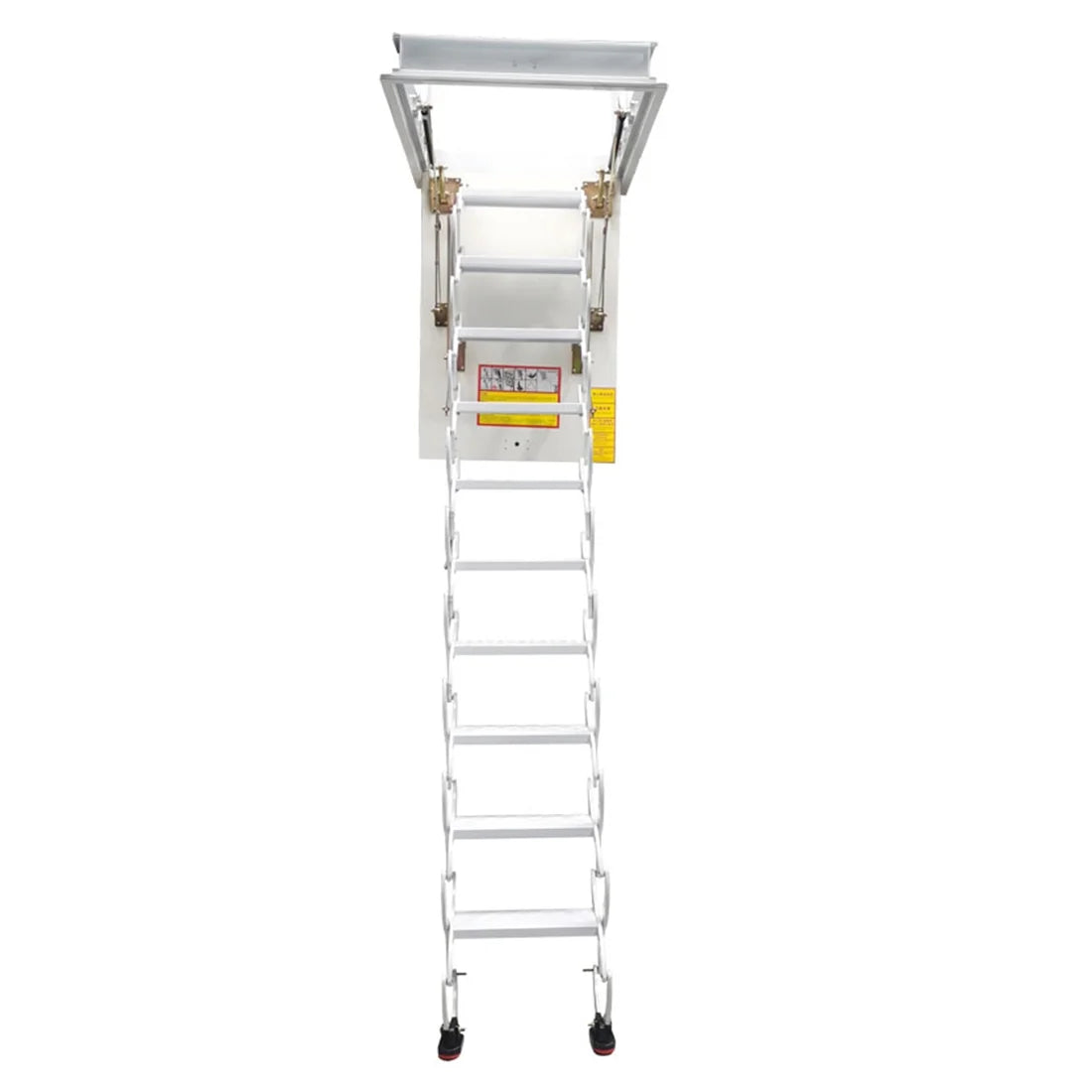 10.5ft Carbon Steel White Attic Ceiling Ladder Stairs L480