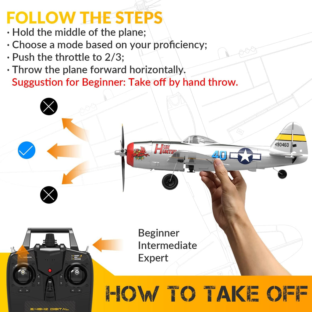 RC Plane 4CH WWII P-47 Model Remote Control Airplane RTF K8202
