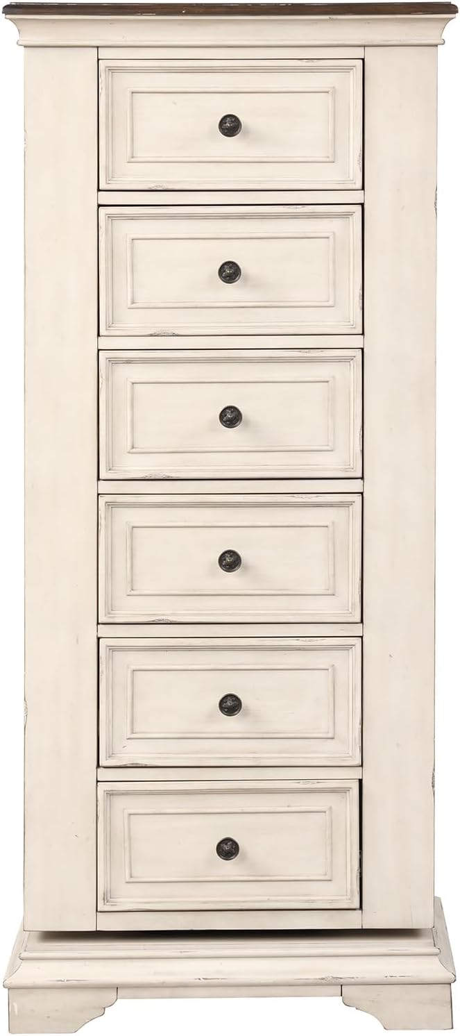 Antique White Swivel Chest with Mirror V256371