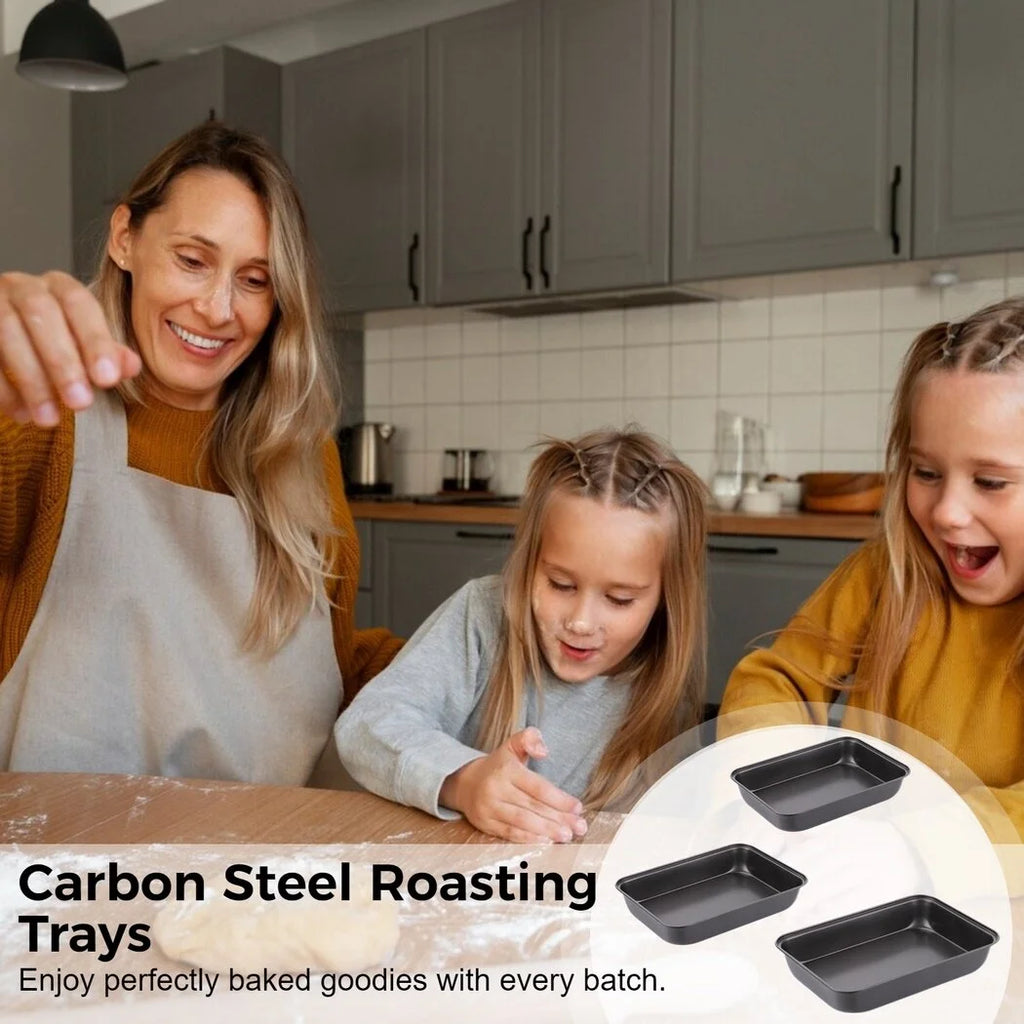 3 PCS Non-Stick Carbon Steel Baking Trays Set F3924