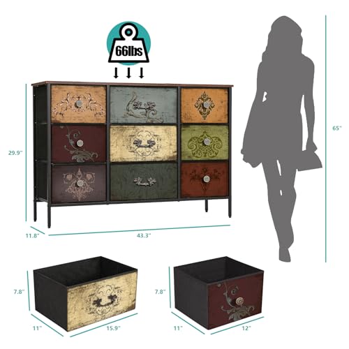 9 Drawer Fabric Dresser A22903