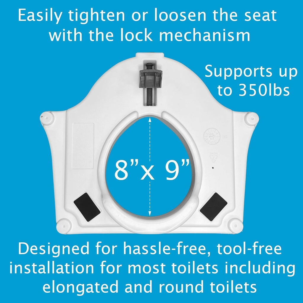 Raised Toilet Seat with Removable or Adjustable Handles - 4.5 Inch Toilet Seat Riser with Arms P429711