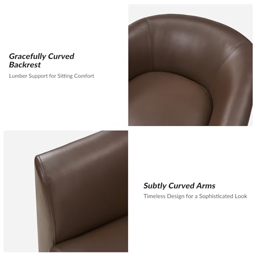 Brown Genuine Leather Swivel Barrel Chair Set of 2 I376751