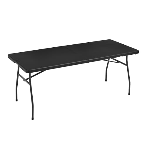 White 6 ft Folding Table with Carrying Handle R7496
