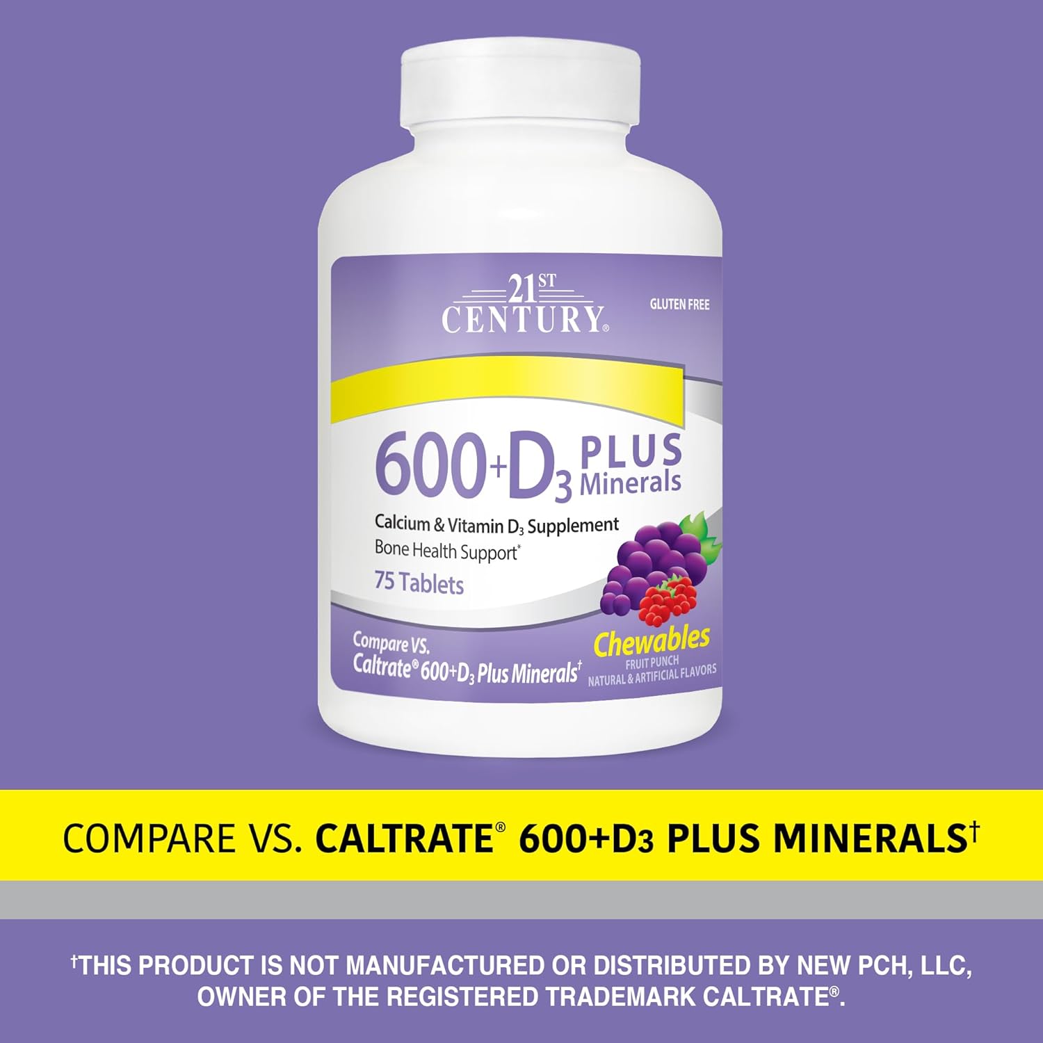 Calcium 600 mg Chewable Tablets, 75 Count S4344