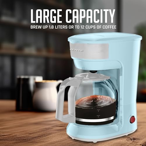 12-Cup Drip Coffee Maker with Borosilicate Glass Carafe, Black T69148