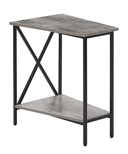 Faux Birch Black Wedge End Table S14743