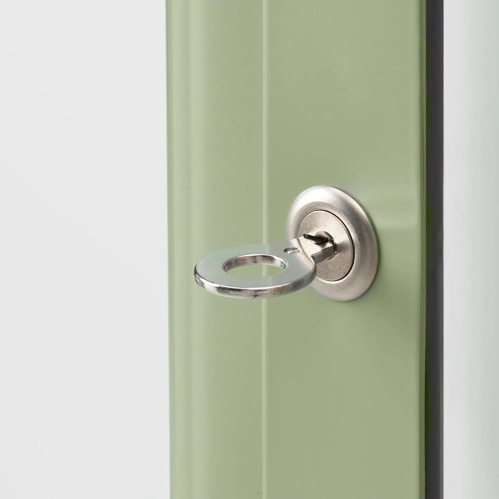 Pale Gray-Green Glass-Door Cabinet Q188132