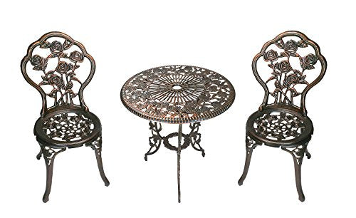3-Piece Rose Bistro Set with Cast Aluminum Top Table F315481