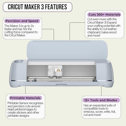 Cricut Maker 3 and Easy Press 3 Machine Combo Bundle DIY Cutting Machine with Easy Press Heat Press Machine (9 in x 9 in) V8517