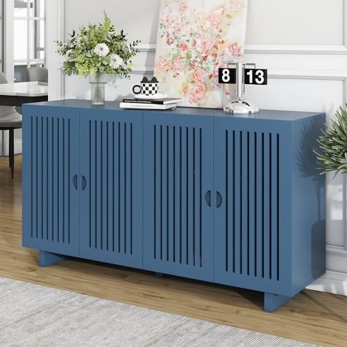 60" Wood Sideboard Cabinet with 2 Doors and 2 Adjustable Shelves (Almond) I742249
