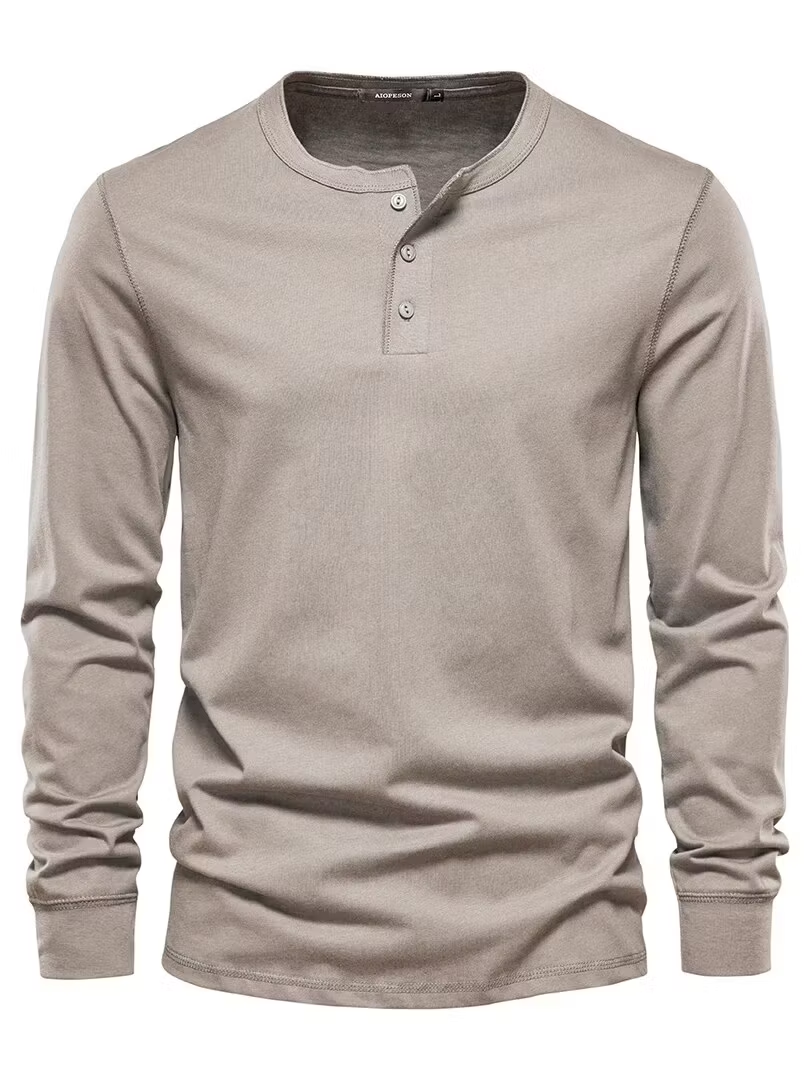 Men's Henley High Quality 100% Cotton T-Shirt