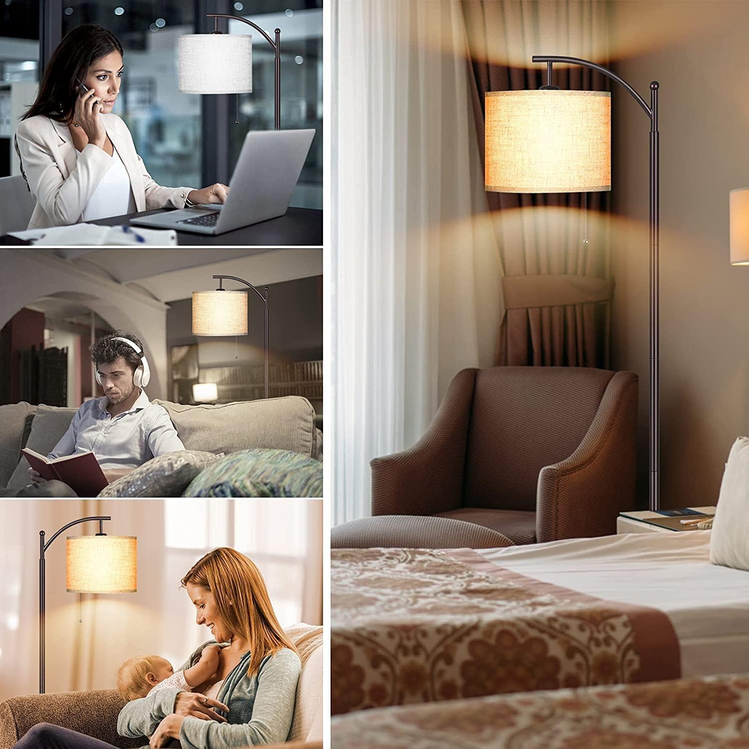 Brown Arc Floor Lamp with LED Bulb T763