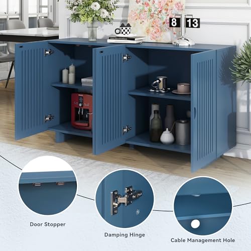 60" Wood Sideboard Cabinet with 2 Doors and 2 Adjustable Shelves (Almond) I742249
