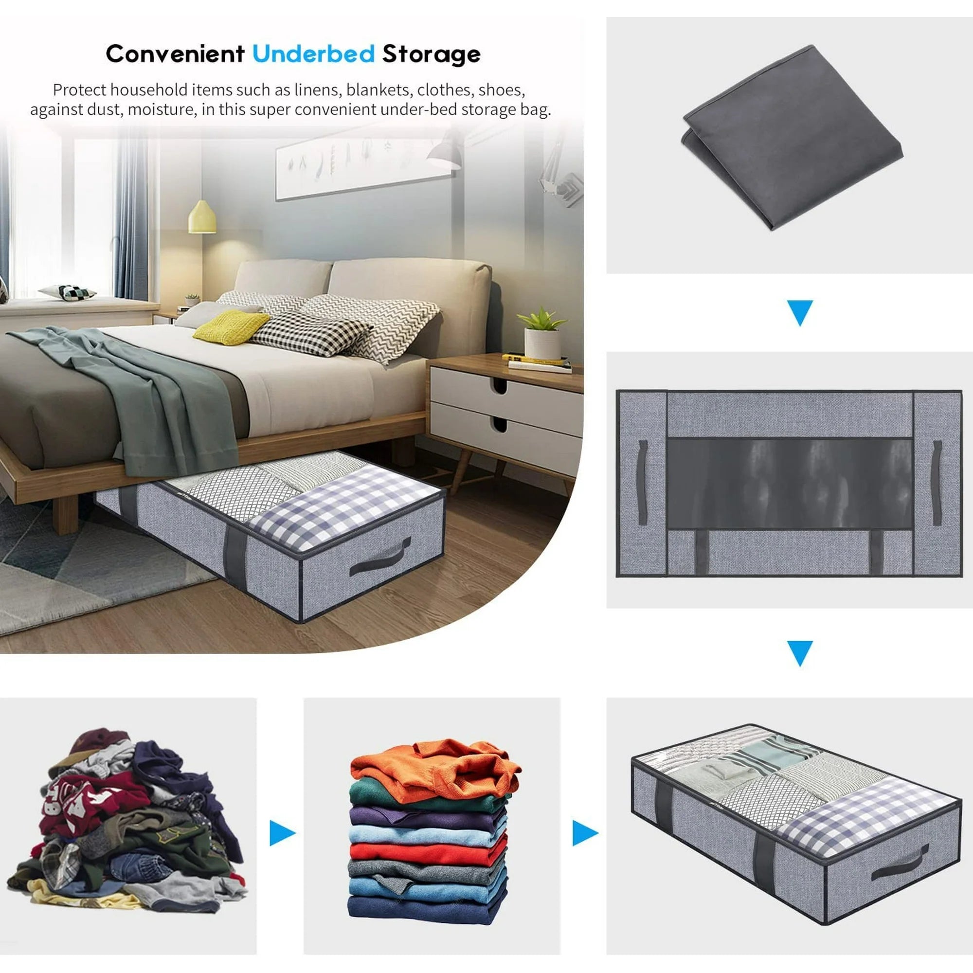 Foldable Underbed Storage Bag with Clear Window U578