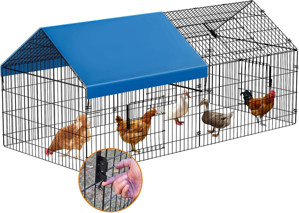 Metal Chicken Coop 86"×40"×39" with Cover C3180