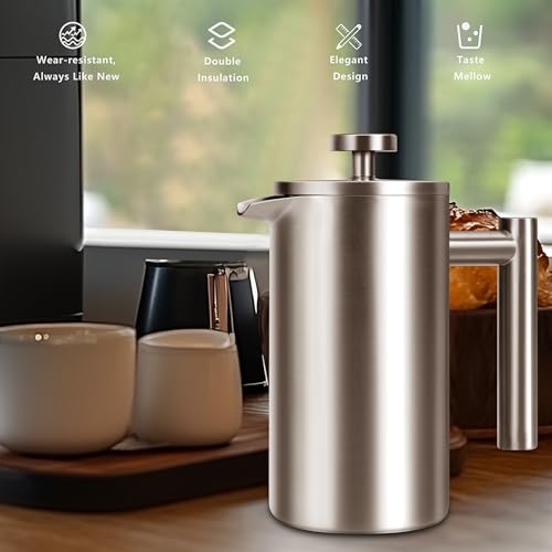 12 OZ Stainless Steel French Press Coffee Maker D12602
