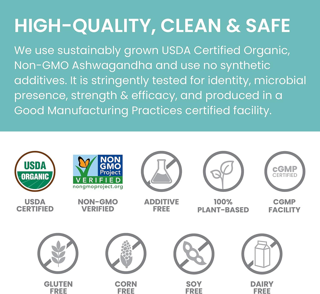 100% USDA Certified Organic Ashwagandha Root Powder Herbal Supplement, 4 Oz X667