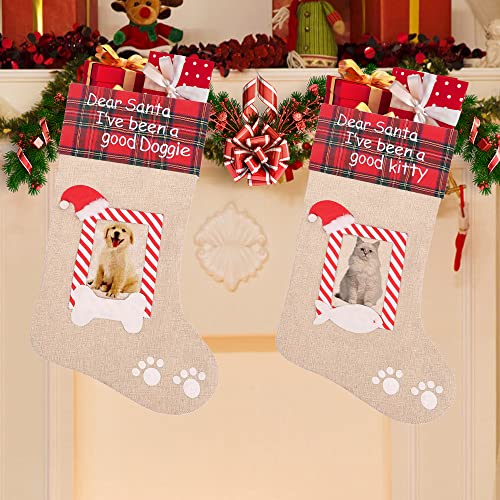 20 Inches Burlap Christmas Pet Stockings W7801