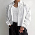 Mens Shirts Mens Vintage Striped Button Up Shirts Lapel Long Sleeve Cropped Loose Fit Blouses Fall Casual Lightweight Shirts