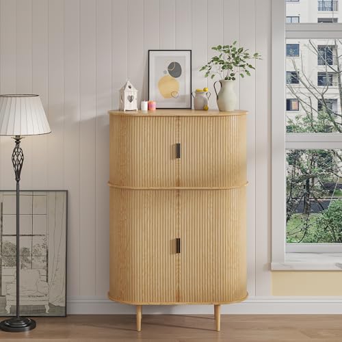 Black Fluted Panel 2 Doors Storage Cabinet V165882