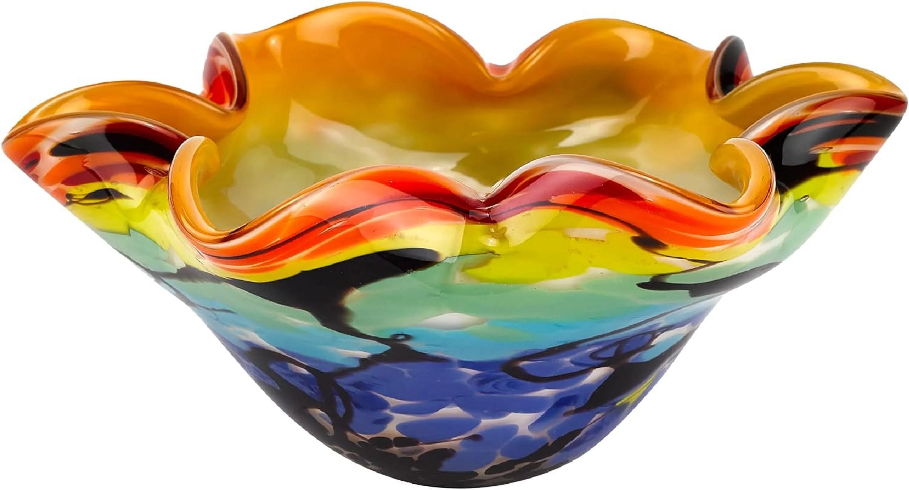 8” Mouth-Blown Art Glass Bowl H1933