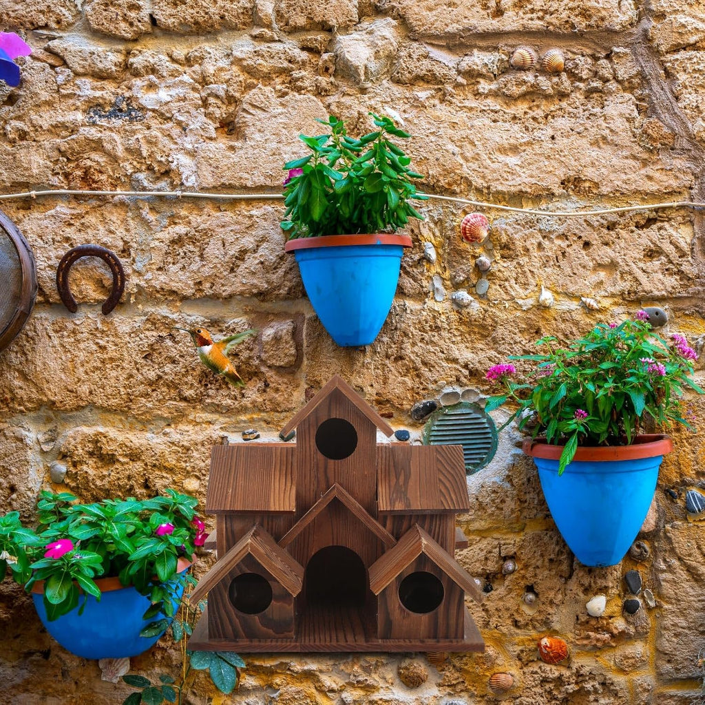 6 Hole Handmade Natural Wooden Bird House J969341