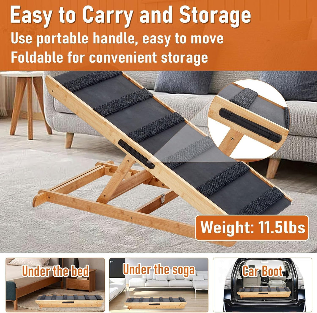 6 Layer Adjustable Dog Ramp, 41.33" Long, Non Slip Rubber Surface E292870