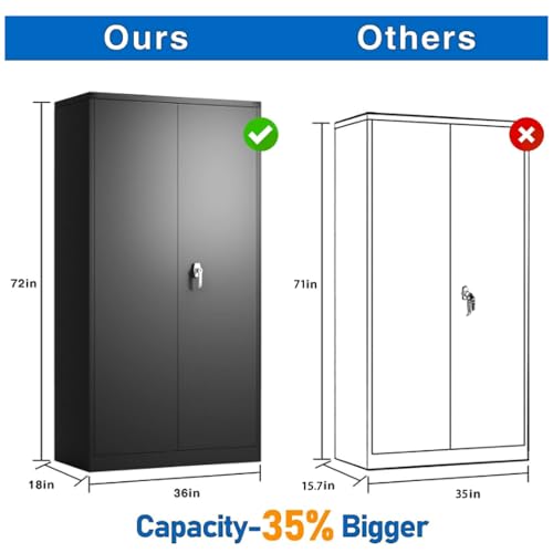 72" Locking Metal Storage Cabinet with 2 Doors and 4 Adjustable Shelves W578134