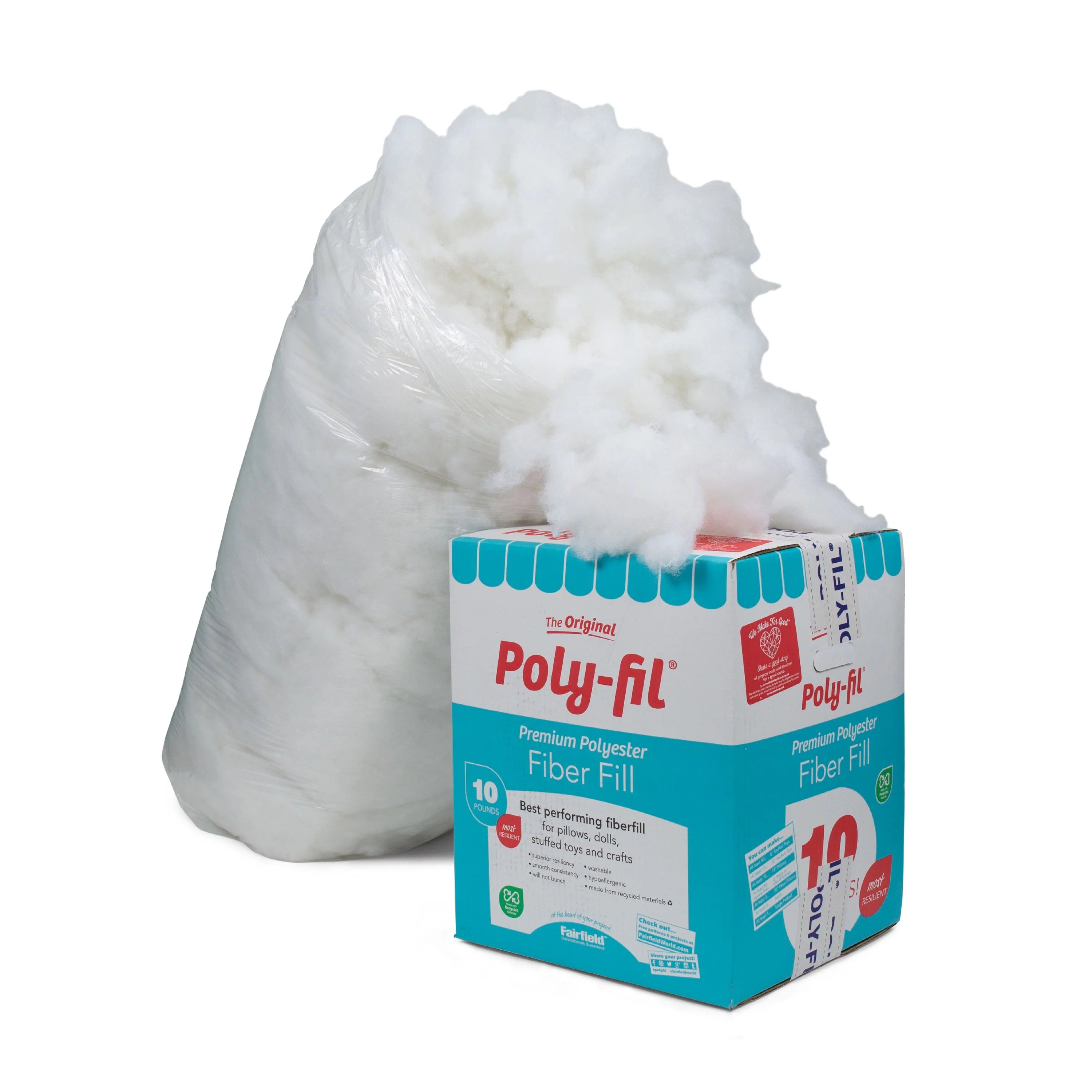 100% Poly-Fil Fiber Fill Box, White, 10 lb A90087