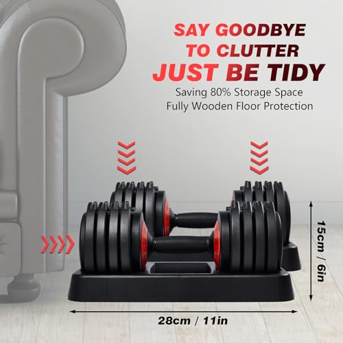 25/55 Lbs Pair Adjustable Black Grip Handle Dumbbell Set D866906
