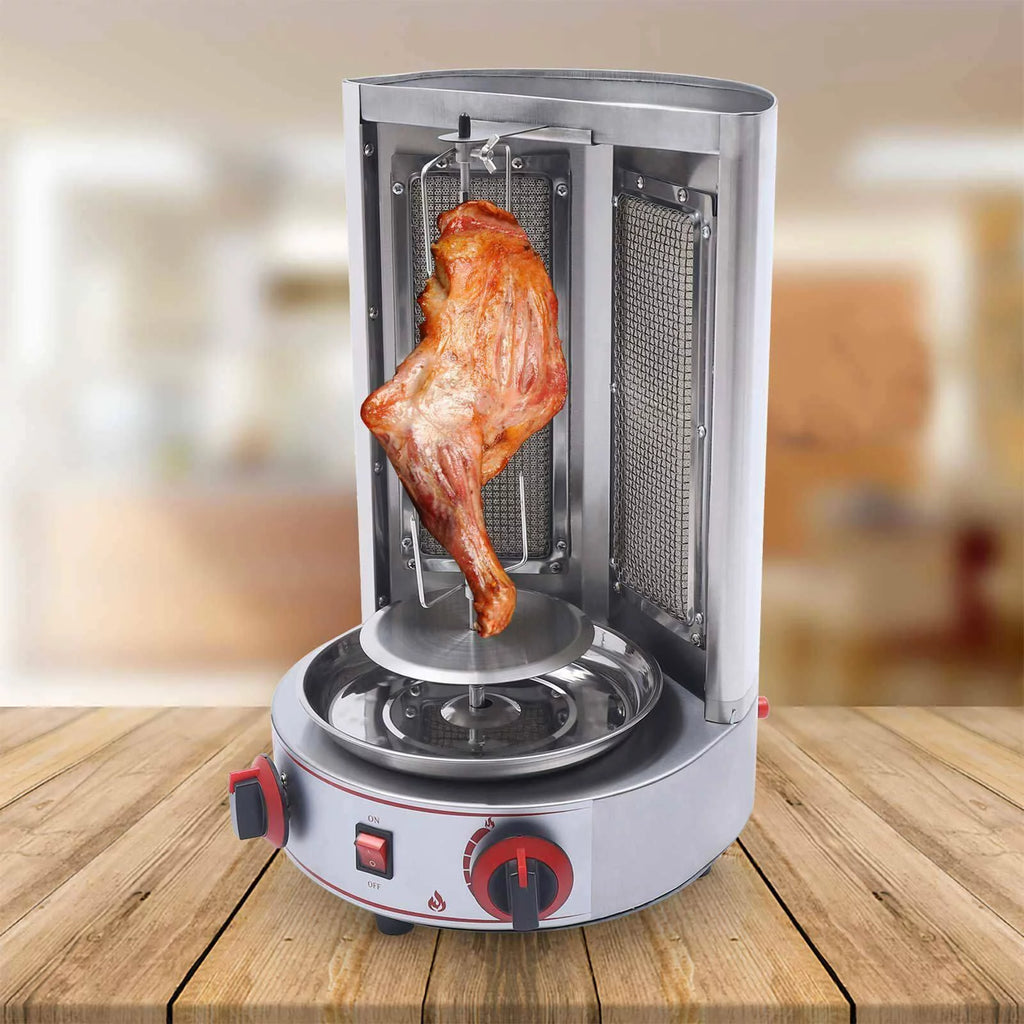 Vertical Gas Broiler Shawarma Machine Doner Kebab Gyro Grill Rotisserie Machine 3KW Silver S5138