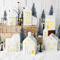 37 Pieces Porcelain Christmas Village Sets with Remote Control LED Tealights L8828
