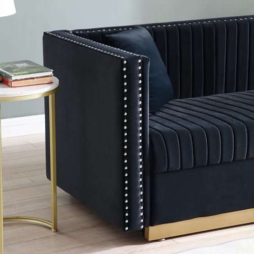 Beige Velvet 3 Seater Sofa J174