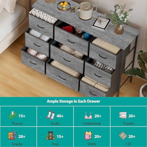 9 Drawer Fabric Dresser A22903