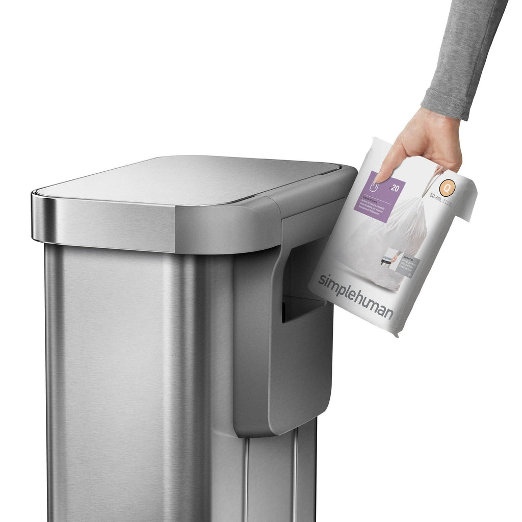 55L Rectangular Step Trash Can Brushed Silver Z127