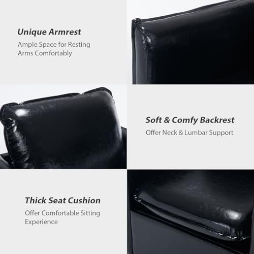 Green Leather Swivel Accent Chair with Back Pillow D6815
