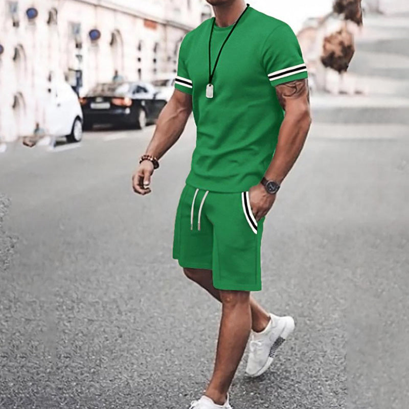 Men's Printed Color-Block Short-Sleeve Set