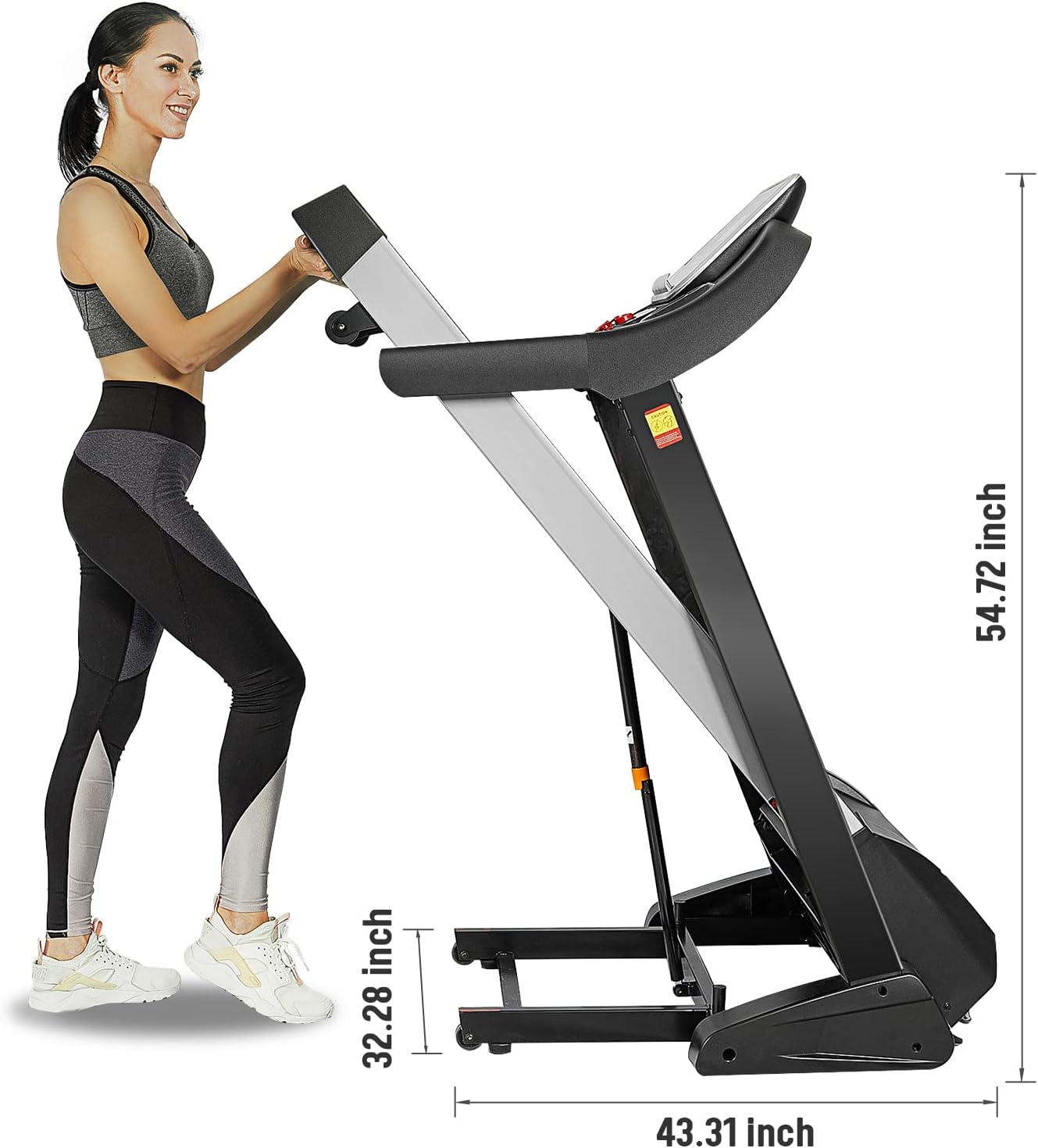 Folding Electric Treadmill with 15 Levels Auto Incline S396482