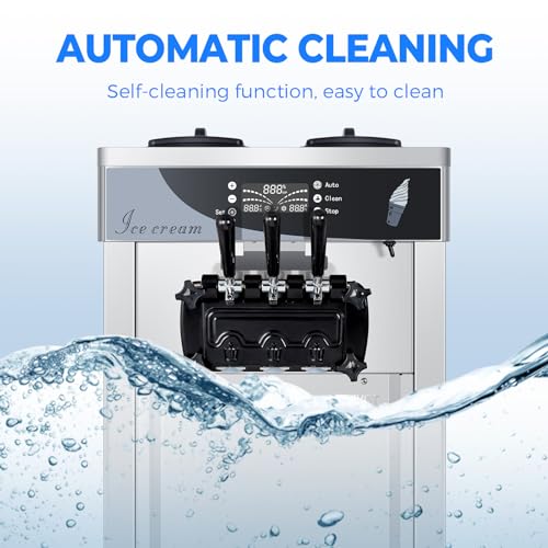 1800W 3 Flavors Soft Serve Ice Cream Machine, 25L/H Yield, Silver V25781