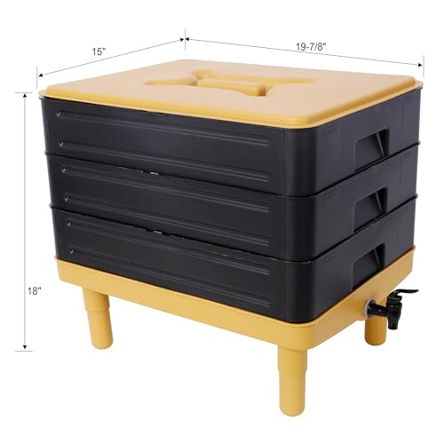 3 Tray Worm Composter, 65L, Yellow and Black J612048