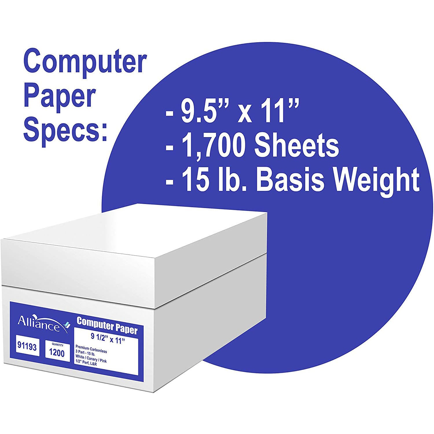 Carbonless Computer Paper 9-1/2x22 x 11x22 Blank Left & Right Perforated 2-Part White/Canary 15lb 92 Bright Z8349