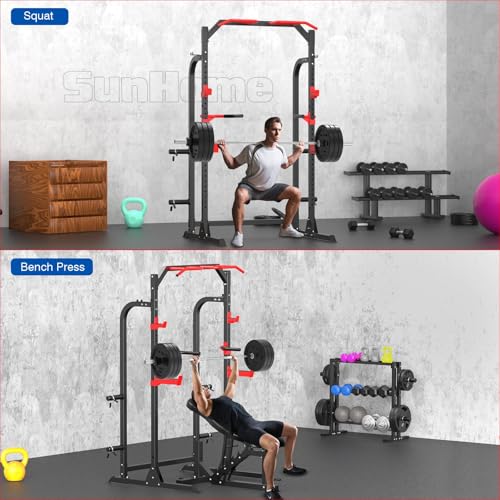 Power Cage Squat Rack with Adjustable Cable Crossover System Y2537